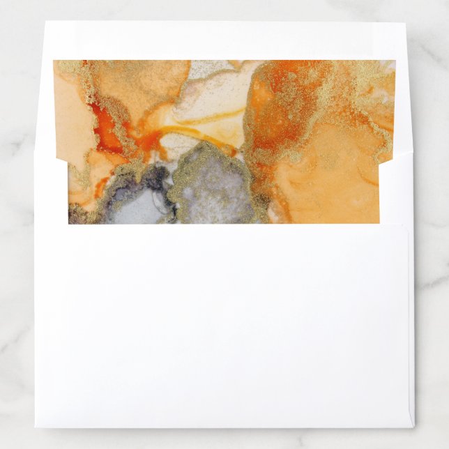 Unusual Abstract Gold Black Orange Art Envelope Liner (In Envelope)