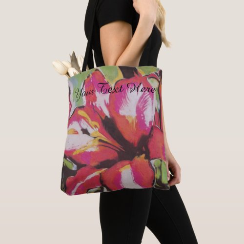 unusual abstract picture of red lily flower tote bag