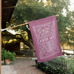 Unusual Art Deco Pink Newly Wed House Flag