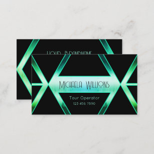Unusual Black Geometric Cool Shimmery Teal Pattern Business Card