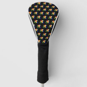 unusual black with yellow and red flower golf head cover