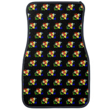 unusual black with yellow and red flower pattern