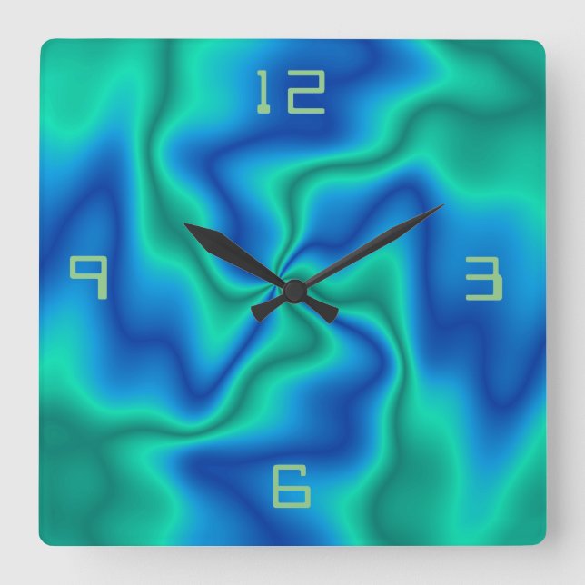 Unusual  Blue Green Swirly> Artistic Wall Clock (Front)