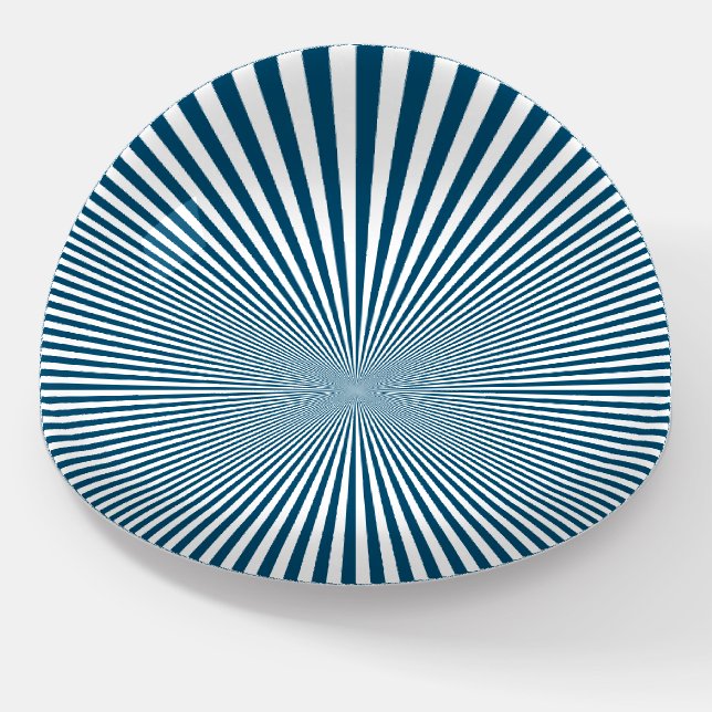 Unusual Blue Optical Illusion Office Desk Glass Paperweight (Angled)