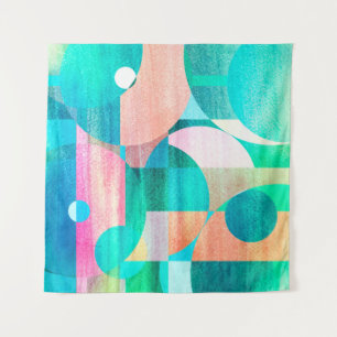 unusual bright colorful geometric abstract pattern tapestry