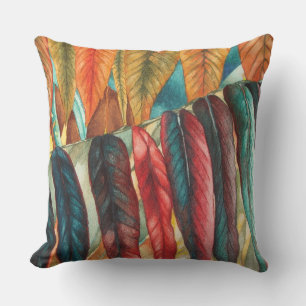 unusual colorful autumn leaves contempory throw pillow