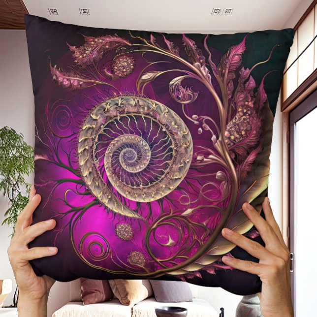 Unusual Contemporary Modern Magenta Spiral Throw Pillow (Creator Uploaded)