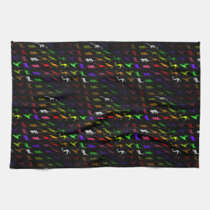 Unusual cool rainbow colorful cute dinosaur kitchen towel