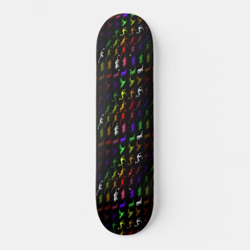 Unusual cool rainbow colorful cute dinosaur skateboard