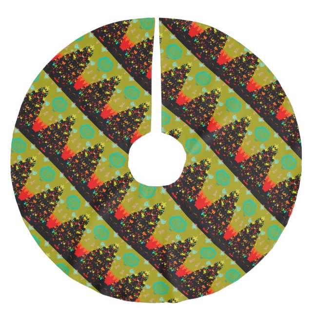 Unusual Fun and Trendy Christmas Tree Skirt (Front)