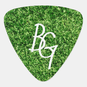 Unusual Green Grass Nature Monogrammed Custom Guitar Pick