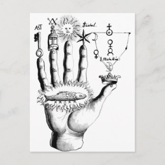 Unusual Hand Sun Alchemy Steampunk Postcard