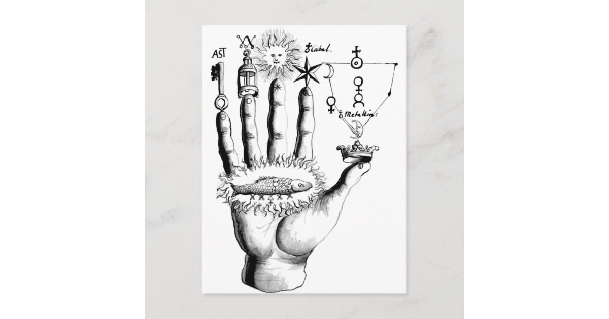 Unusual Hand Sun Alchemy Steampunk Postcard | Zazzle