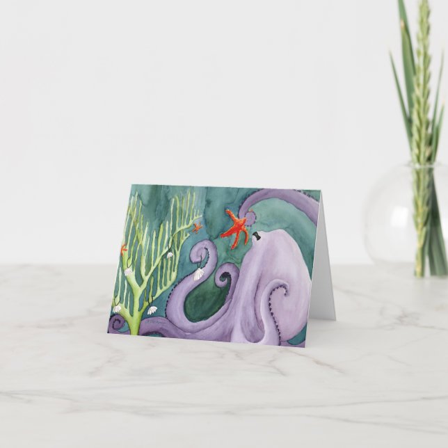 Unusual Holiday Animals: Octopus Card 4"x5.6" (Front)