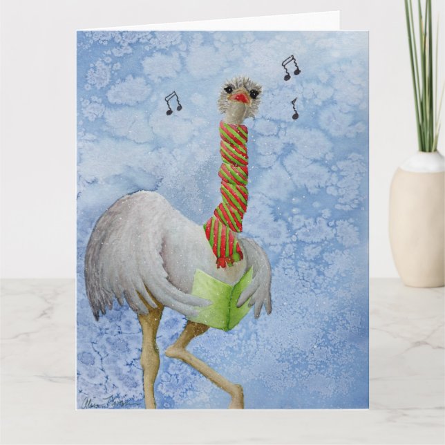 Unusual Holiday Animals: Ostrich Card 8.5"x11" (Front)