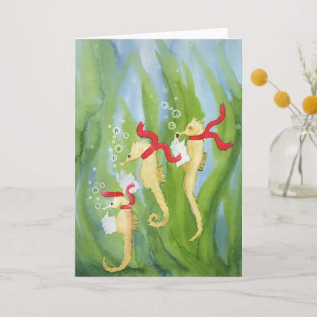 Unusual Holiday Animals: Seahorse Greeting Card A5 (Front)
