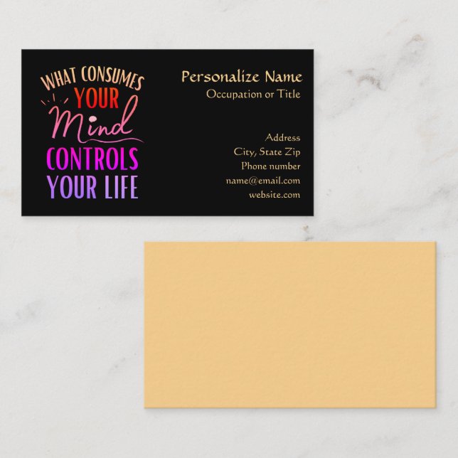 Unusual Inspirational Quote Neon Black Business Card (Front/Back)