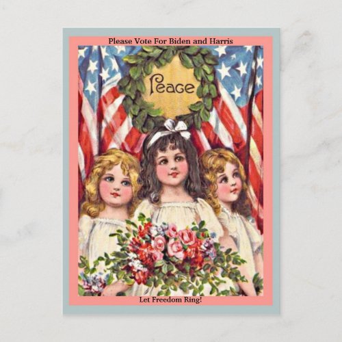 Unusual Joe Biden  Kamala Harris Let Freedom Ring Postcard