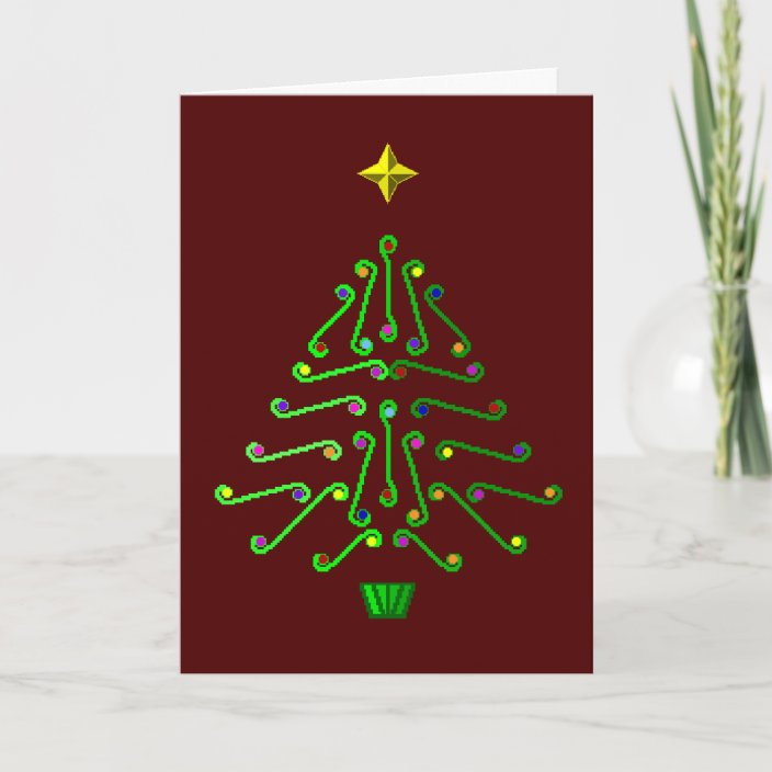 Unusual Modern Pixel Art Christmas Tree Holiday Card Zazzle Com