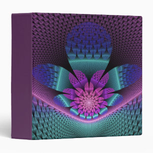 Unusual Patterned Colorful Fantasy Flower Fractal 3 Ring Binder