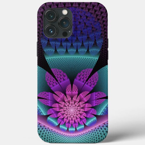 Unusual Patterned Colorful Fantasy Flower Fractal iPhone 13 Pro Max Case