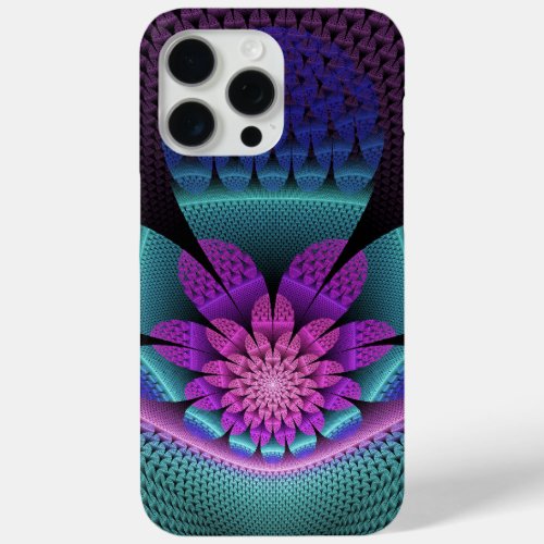 Unusual Patterned Colorful Fantasy Flower Fractal iPhone 15 Pro Max Case