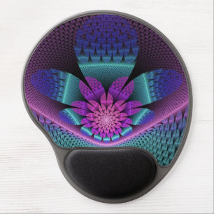 Unusual Patterned Colorful Fantasy Flower Fractal Gel Mouse Pad