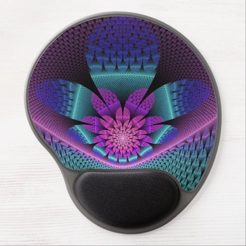 Unusual Patterned Colorful Fantasy Flower Fractal Gel Mouse Pad