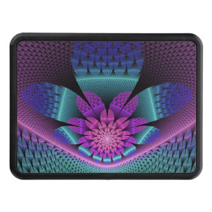 Unusual Patterned Colorful Fantasy Flower Fractal Hitch Cover