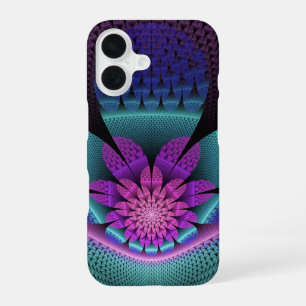 Unusual Patterned Colorful Fantasy Flower Fractal iPhone 16 Case