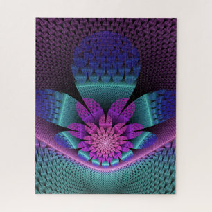 Unusual Patterned Colorful Fantasy Flower Fractal Jigsaw Puzzle
