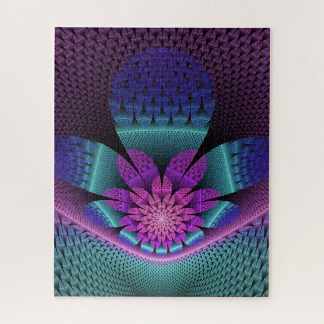 Unusual Patterned Colorful Fantasy Flower Fractal Jigsaw Puzzle (Vertical)