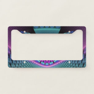 Unusual Patterned Colorful Fantasy Flower Fractal License Plate Frame