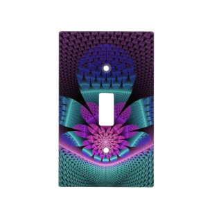 Unusual Patterned Colorful Fantasy Flower Fractal Light Switch Cover