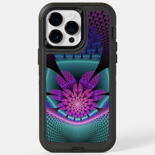 Unusual Patterned Colorful Fantasy Flower Fractal OtterBox iPhone 14 Pro Max Case
