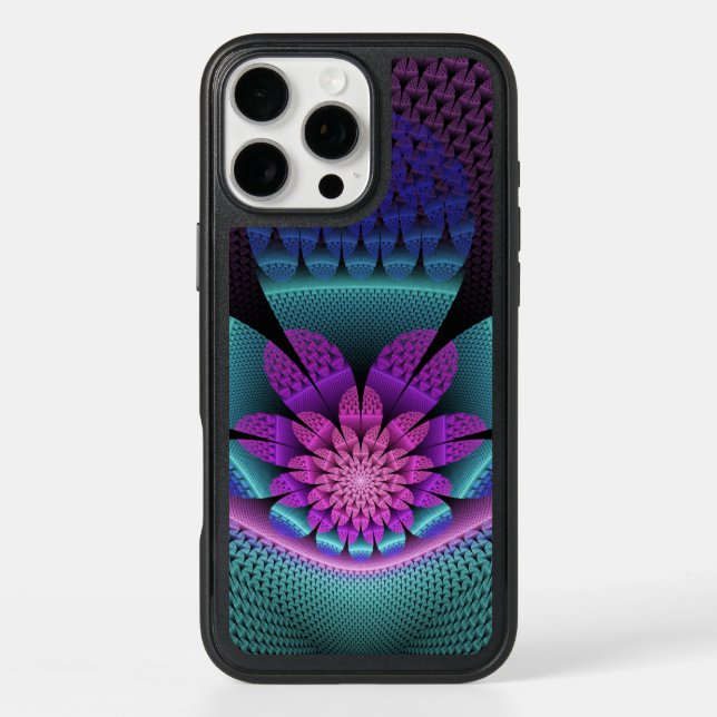Unusual Patterned Colorful Fantasy Flower Fractal Otterbox iPhone Case (Back)