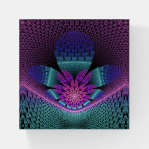 Unusual Patterned Colorful Fantasy Flower Fractal Paperweight