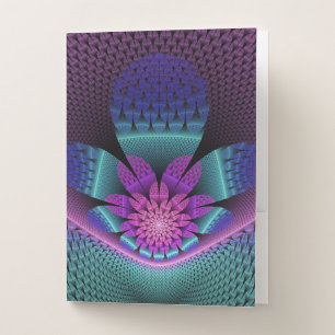 Unusual Patterned Colorful Fantasy Flower Fractal Pocket Folder