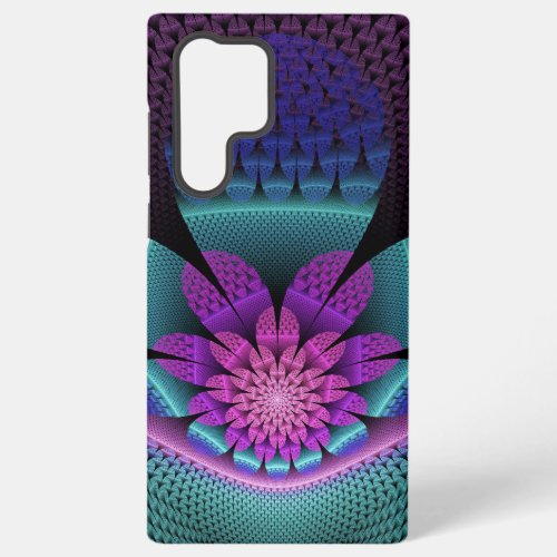 Unusual Patterned Colorful Fantasy Flower Fractal Samsung Galaxy S22 Ultra Case