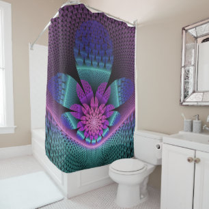 Unusual Patterned Colorful Fantasy Flower Fractal Shower Curtain