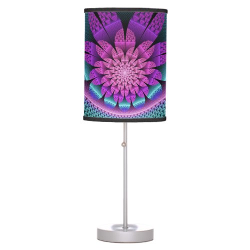 Unusual Patterned Colorful Fantasy Flower Fractal Table Lamp