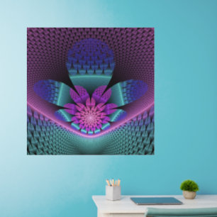 Unusual Patterned Colorful Fantasy Flower Fractal Wall Decal