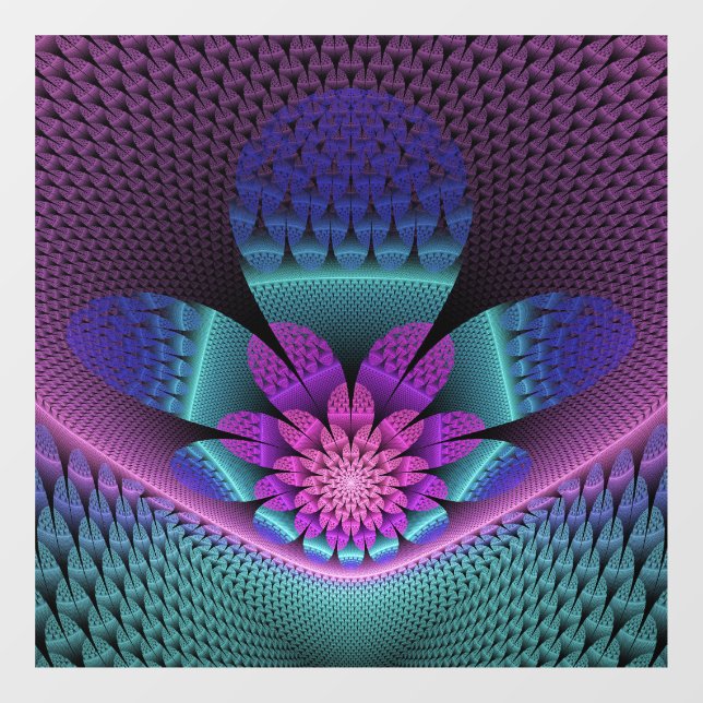 Unusual Patterned Colorful Fantasy Flower Fractal Window Cling (Sheet)