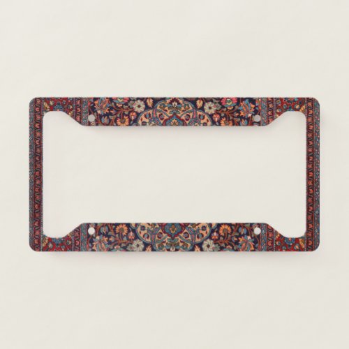 Unusual Persia Rug Blue Red Daisy  License Plate Frame