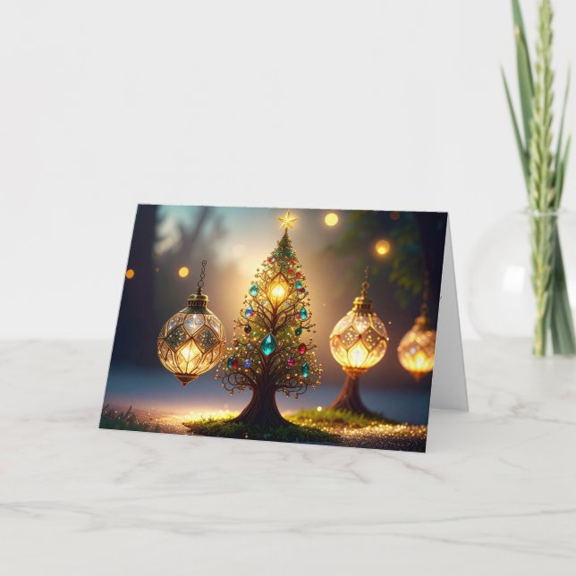 Unusual Pretty Merry Christmas Happy New Year Holiday Card (Front)