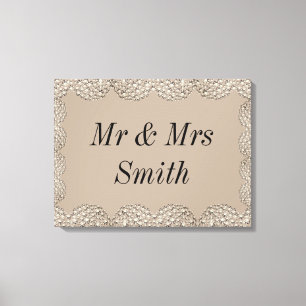 Unusual pretty personalized wedding canvas gift print