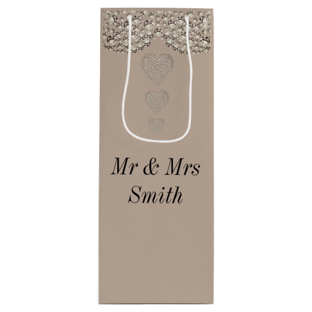 Unusual pretty personalized wedding gift bag (Front)