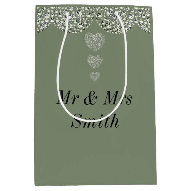Unusual pretty personalized wedding gift bag (Front)