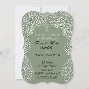unusual rhinestone personalized wedding invitation