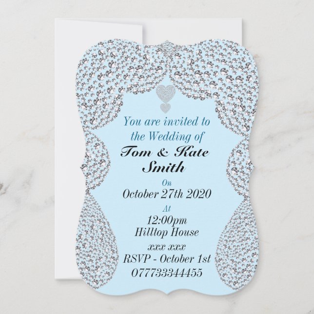 unusual rhinestone personalized wedding invitation (Front)